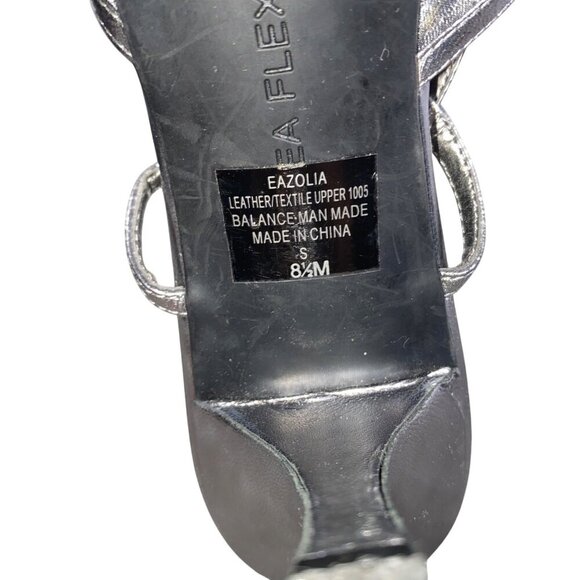 Enzo Angiolini Silver leather basket mesh weave Slingback Pointed Toe Heels - Picture 11 of 13